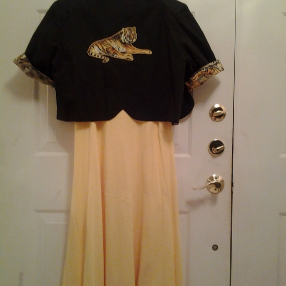 DESIGNER 100% COTTON YELLOW 6 CORD DRESS&BOLERO L - Picture 5 of 8